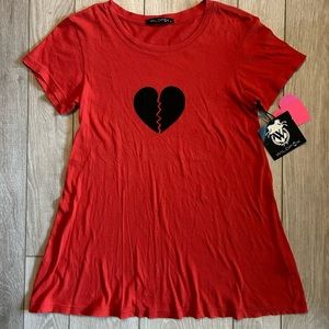 NEW Wildfox Red Valentine’s Relaxed Fit Short Sleeve Crew-Neck T-shirt - Size M